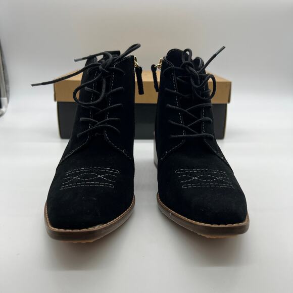 Kelsi Dagger Brooklyn Suede Lace Up Ankle Boot Womens Black Heel Size 6.5 M - Picture 3 of 10